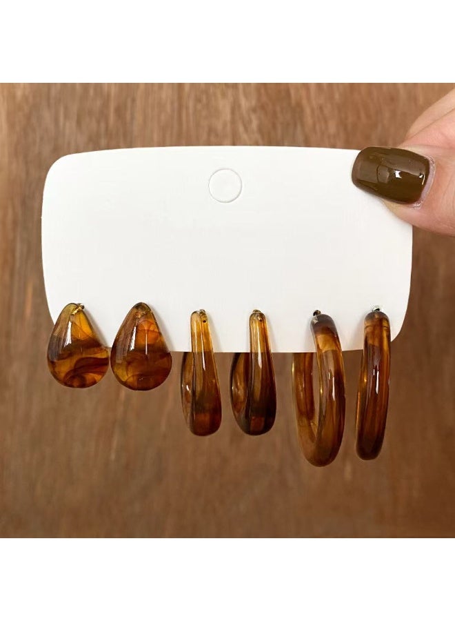 Goolsky طقم أقراط هووب أكريليك للنساء - أقراط جريئة على شكل C بألوان متعددة، طقم مجمع، مجوهرات حفلات بأسلوب عصري - Image 5