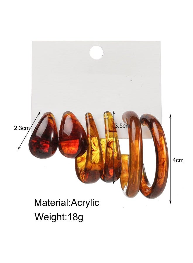 Goolsky طقم أقراط هووب أكريليك للنساء - أقراط جريئة على شكل C بألوان متعددة، طقم مجمع، مجوهرات حفلات بأسلوب عصري - Image 2