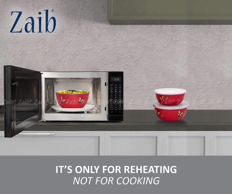 Zaib Microwave Safe Stainless Steel Food Storage Container with Lid | Euro Mixing Bowl Set for Kitchen | 500ml, 750ml, 1250ml | Pack of 3 (3 Red Butterfly) - Image 5