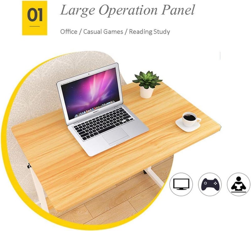 VBM Modern Multipurpose C-Shape Study Laptop Desk with Wheels, Adjustable Height, 60*80 CM, for Students/Dormitory, Home Office - Image 2