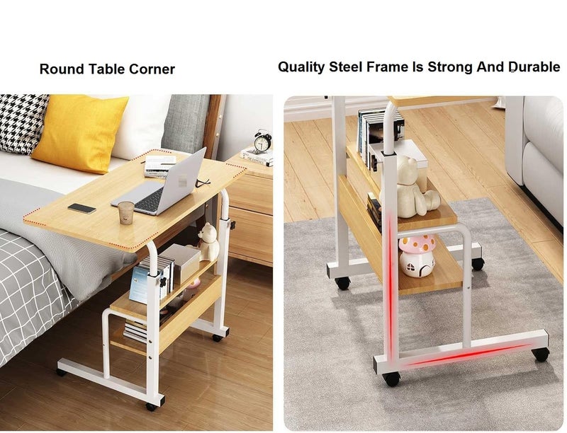 VBM Modern Multipurpose C-Shape Study Laptop Desk with Wheels, Adjustable Height, 60*80 CM, for Students/Dormitory, Home Office - Image 5