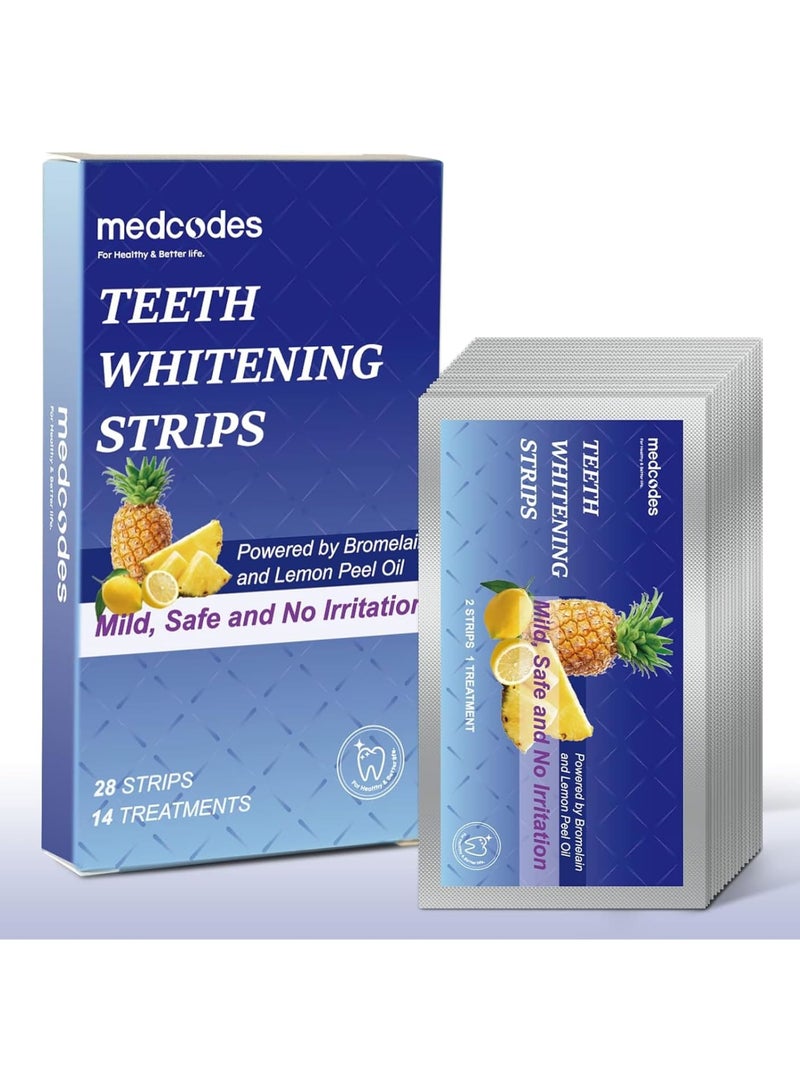 Zikra شرائط تبييض الأسنان للأسنان الحساسة، 28 شريط أبيض سريع، بدون بيروكسيد، لا تنزلق، آمنة لتبييض الأسنان، شرائط التبييض تساعد على إزالة آثار التدخين، القهوة، الصودا، بقع الماء - Image 1