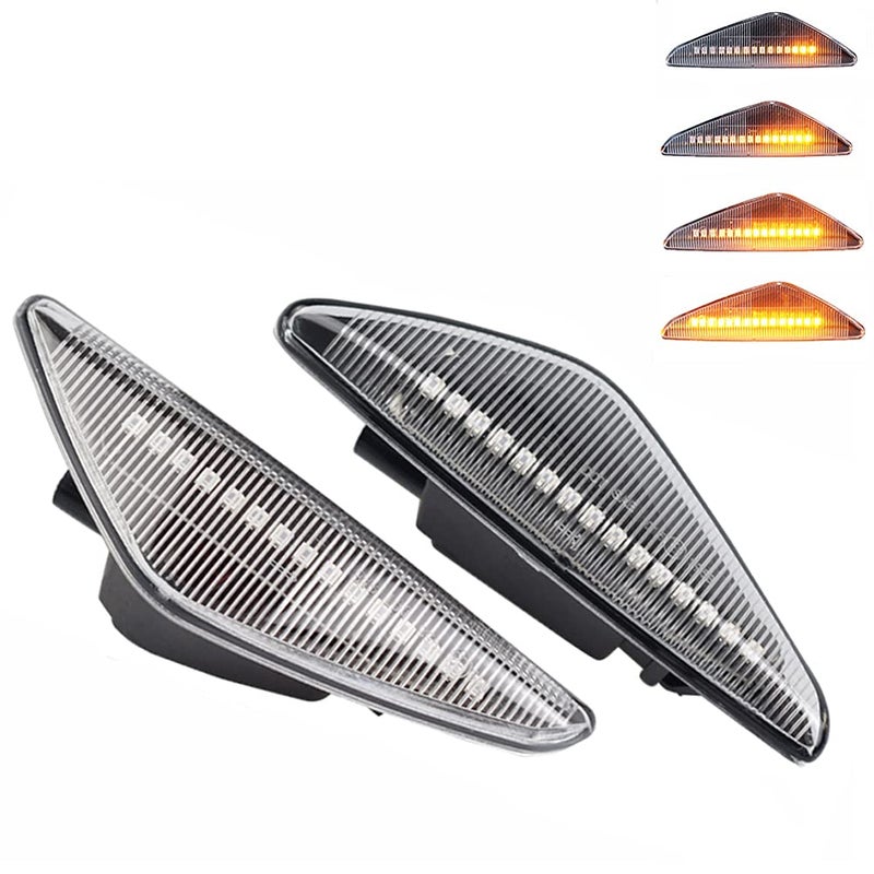 csslyzl Sequential Amber LED Fender Side Marker Light Turn Signal Lamp Assembly Replacement For BMW E70 E71 E72 X5 X6 X3 F25 Driver & Passenger Side (Clear Lens) - Image 1