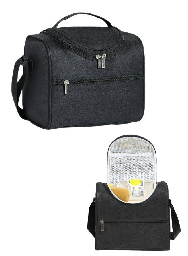 Insulated Travel Lunch Bag – Multi-Purpose Lunch Box Storage Bag with Adjustable Strap for Office, Work, and Outdoor Use-BLACK - Image 1