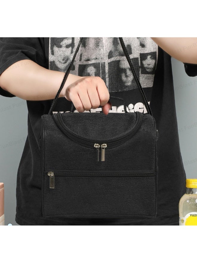 Insulated Travel Lunch Bag – Multi-Purpose Lunch Box Storage Bag with Adjustable Strap for Office, Work, and Outdoor Use-BLACK - Image 4
