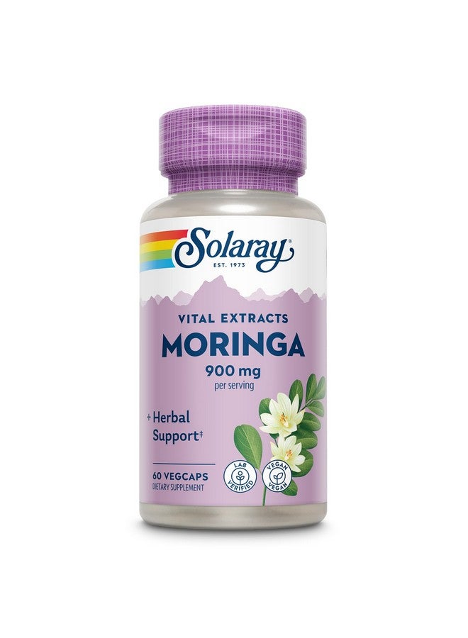 SOLARAY Moringa Capsules 900 mg - Moringa Supplement with 135 mg Saponins - Herbal Support w/Naturally Occurring Vitamins, Minerals, Amino Acids, Vegan, 60-Day Guarantee, 30 Serv, 60 VegCaps - Image 1