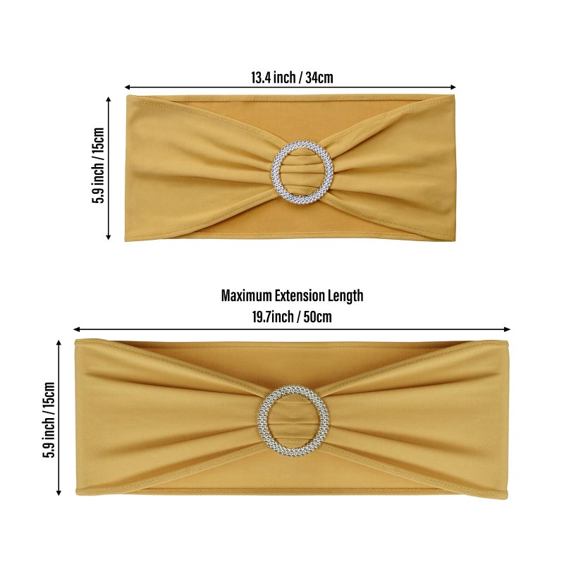 LEBENGURU كرسي Lebenguru Gold Spandex Sashes 50pcs أقواس كرسي ممتدة مع زخارف الحفلات الزفاف الزفاف - Image 4