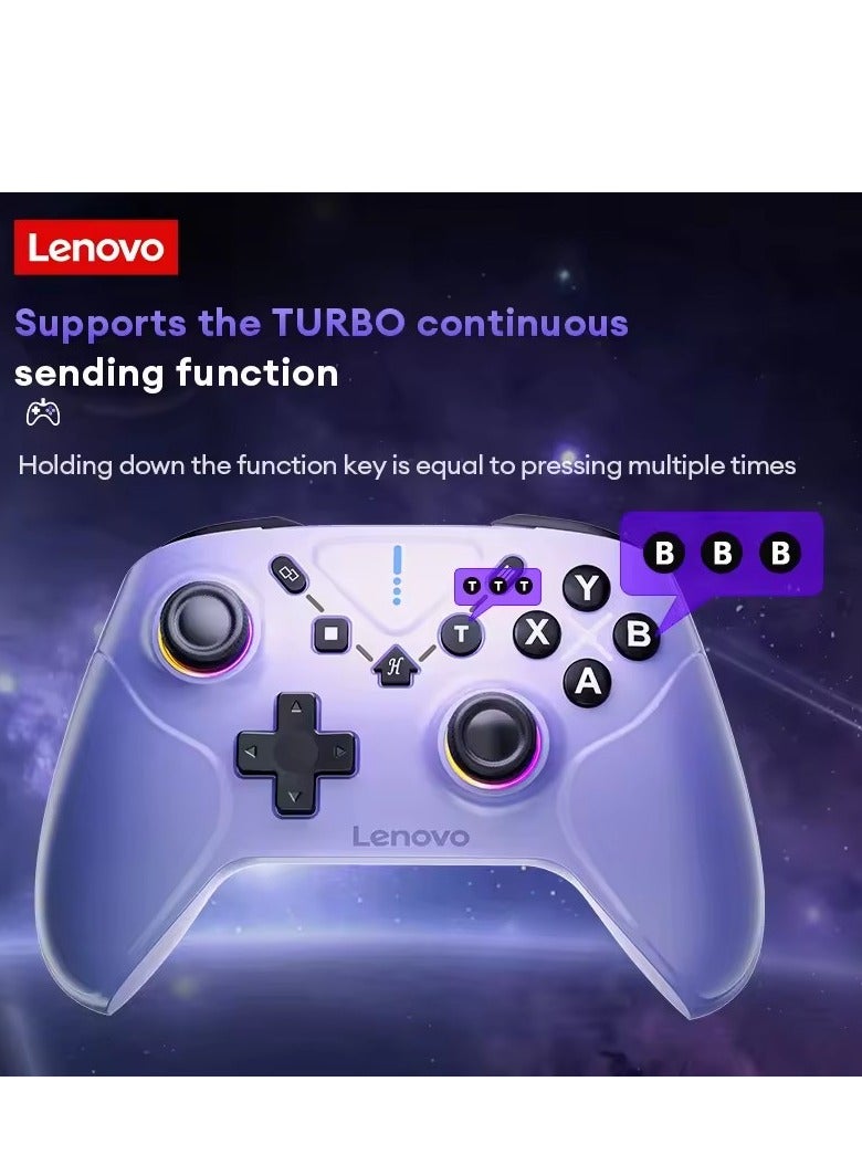 لينوفو وحدة تحكم Lenovo S06 اللاسلكية RGB مع بلوتوث، سلكية، لجهاز نينتندو سويتش، أندرويد/IOS/PC، عصا تحكم متعددة الوظائف، بنفسجي - Image 5