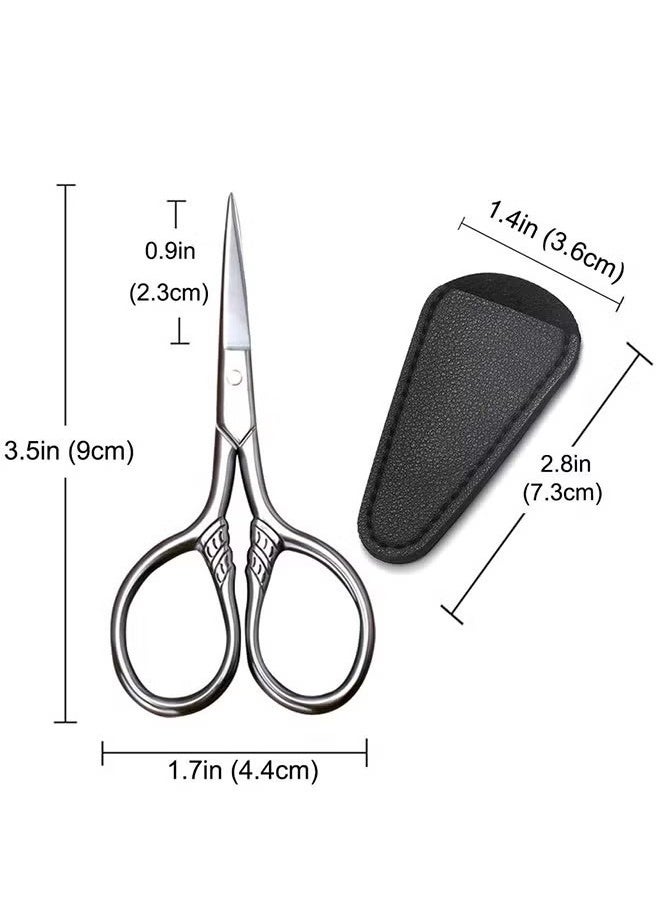 YJ Small Precision Scissors,Stainless Steel Multi-Purpose Vintage Beauty Grooming Kit for Facial Hair, Eyebrow, Eyelash, Beard,2pc - Image 2