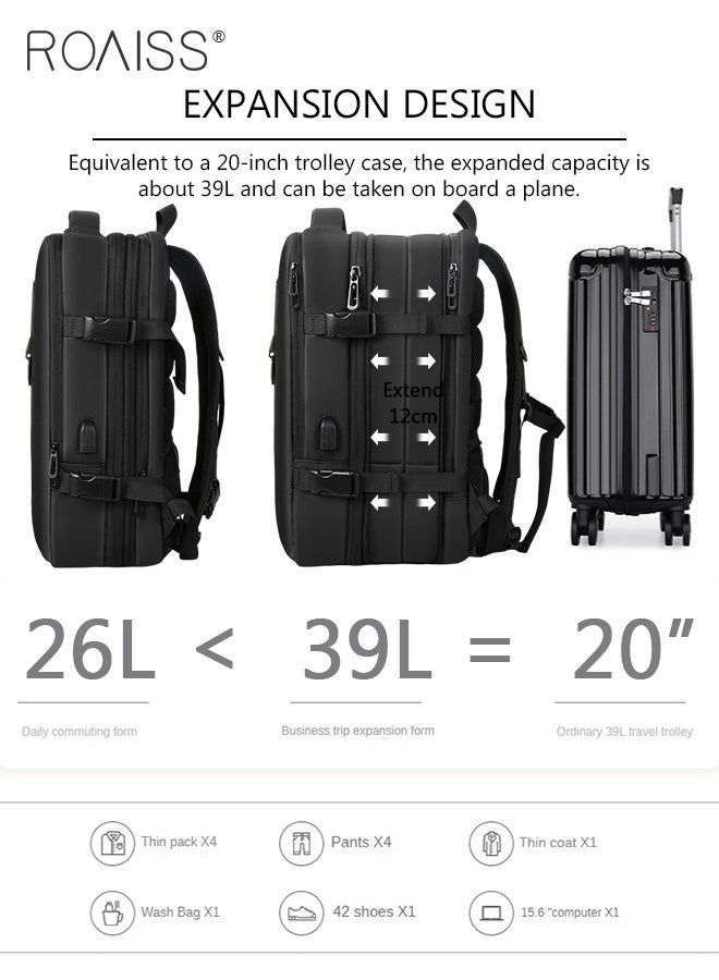 roaiss Carry-On Luggage Backpack for Men and Women Waterproof Wet and Dry Separation Travel Backpack Large Capacity Business Weekender Short-Distance Luggage Bag Laptop Backpack with External Charging Interface - Image 4