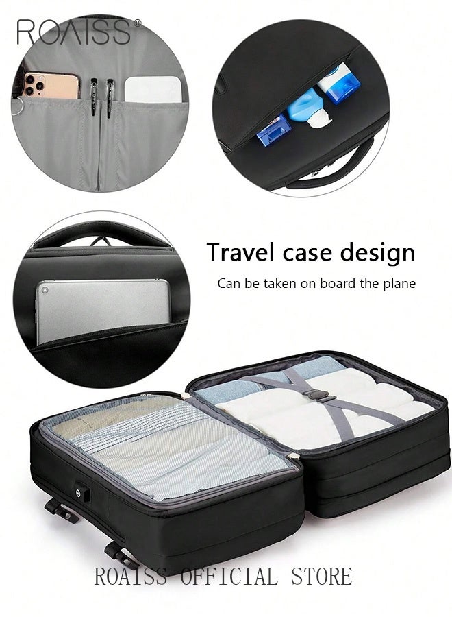 roaiss Carry-On Luggage Backpack for Men and Women Waterproof Wet and Dry Separation Travel Backpack Large Capacity Business Weekender Short-Distance Luggage Bag Laptop Backpack with External Charging Interface - Image 3