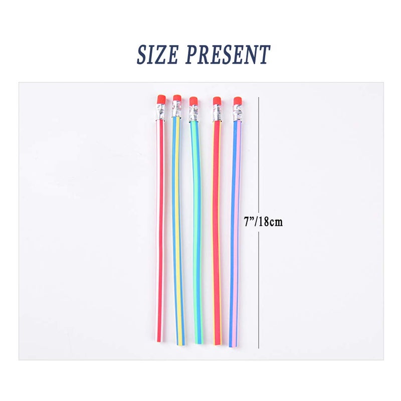 OJYUDD Flexible Bendy Pencil,35 PCS Flexible Soft Pencil Colorful Stripe Soft Pencils with Eraser as Gift for Students or Children - Image 2