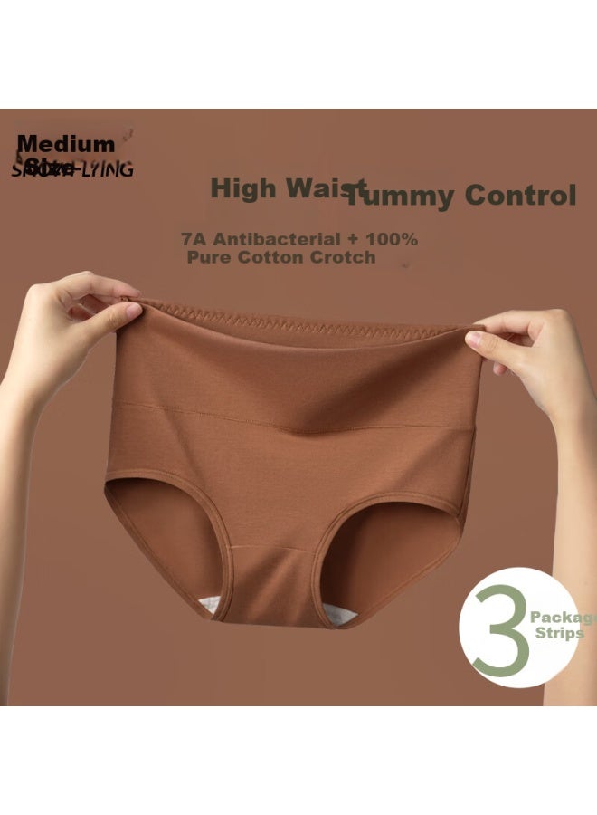 Snowflying Women's High Waist Tummy Control Pure Cotton 7a Antibacterial Crotch Seamless Plus Size Breathable Triangle Panties - Image 2