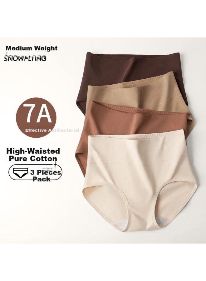 Snowflying Women's High Waist Tummy Control Pure Cotton 7a Antibacterial Crotch Seamless Plus Size Breathable Triangle Panties - Image 1