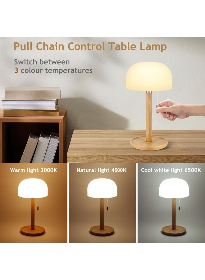 LBMT مصباح طاولة LED خشبي يعمل بالبطارية مع مفتاح سحب - قابل للتعتيم، درجة حرارة 3 ألوان، محمول للاستخدام الداخلي - Image 4
