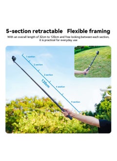 KASTWAVE Invisible Selfie Stick for GoPro Insta360 (120cm/47.2 inch), Lightweight Carbon Fiber Extension Pole for Go Pro Max Hero 11 10 9 8 7 6 5 One X2 X3 DJI Action 2 3 AKASO 360 Camera  - Image 5