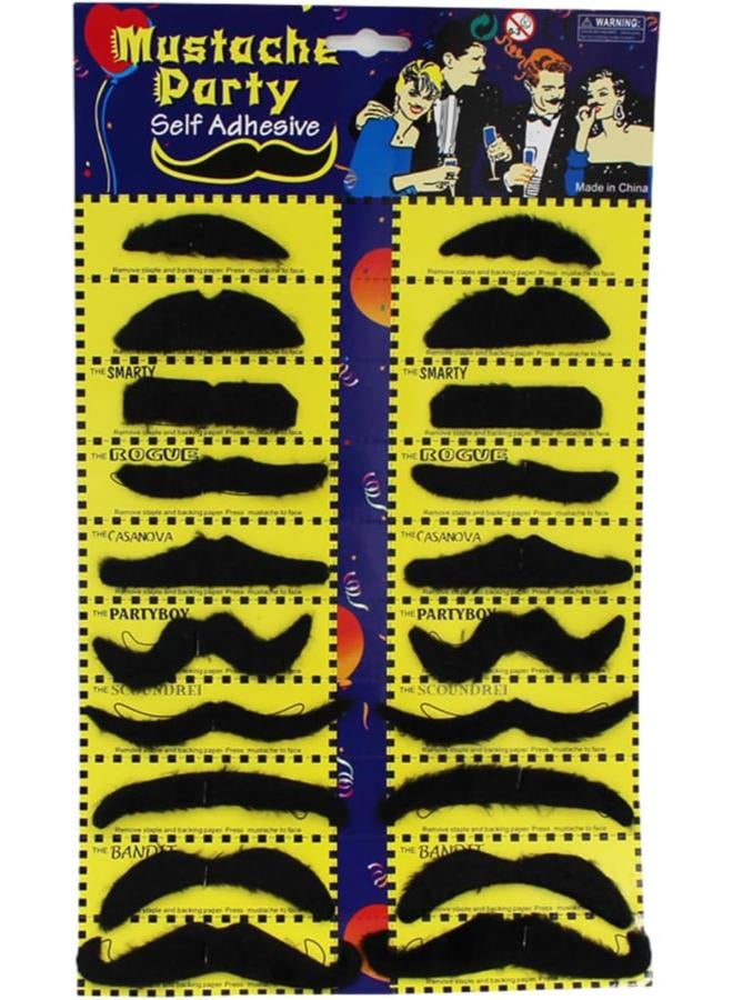Pack Of 20 Self-Adhesive Moustache & Eyebrow for Masquerade & Costume - Image 1
