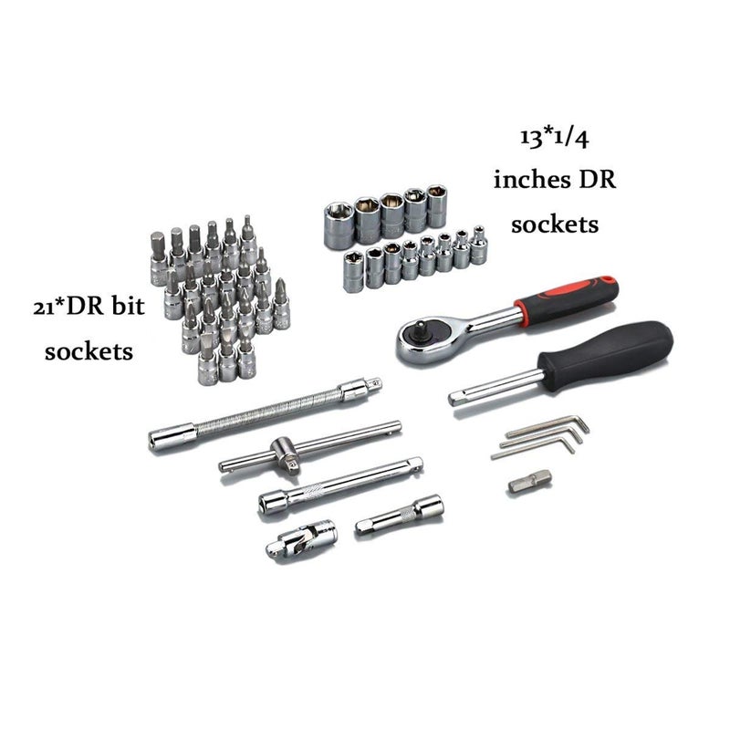 WOOGLE 46pcs 14Inch Socket Ratchet Wrench Combination Tools Kit For Repairing - Image 2