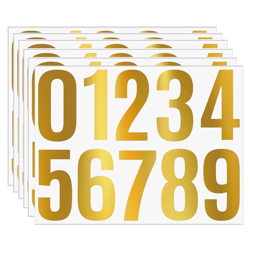 YTPZCL Gold Vinyl Number Stickers 09 4 Inch Large Peel and Stick Decals 6 Sheets Waterproof Outdoor Stickers for Outdoor Labeling House Sign Mailbox Trash Bin Fence Easy to ApplyGold - Image 1