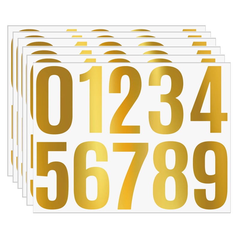 YTPZCL Gold Vinyl Number Stickers 09 4 Inch Large Peel and Stick Decals 6 Sheets Waterproof Outdoor Stickers for Outdoor Labeling House Sign Mailbox Trash Bin Fence Easy to ApplyGold - Image 2