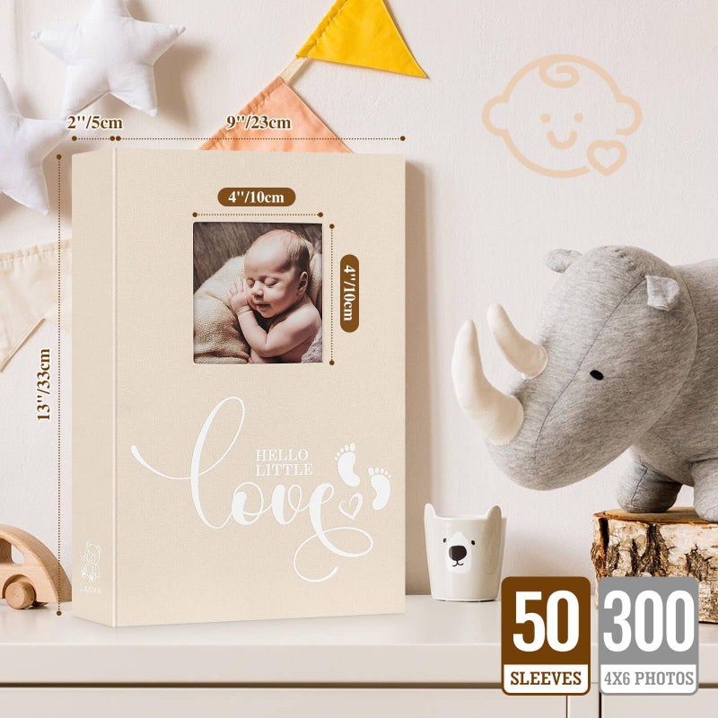 Lanpn Baby Photo Album 4x6 300 Pockets, Linen Hardcover Newborn Memory Book with Memo Writing Area, Bebe Photobook, Slip-in Picture Book, Ultrasound Album Keepsake Gifts for Girl Baby Shower Pink - Image 2
