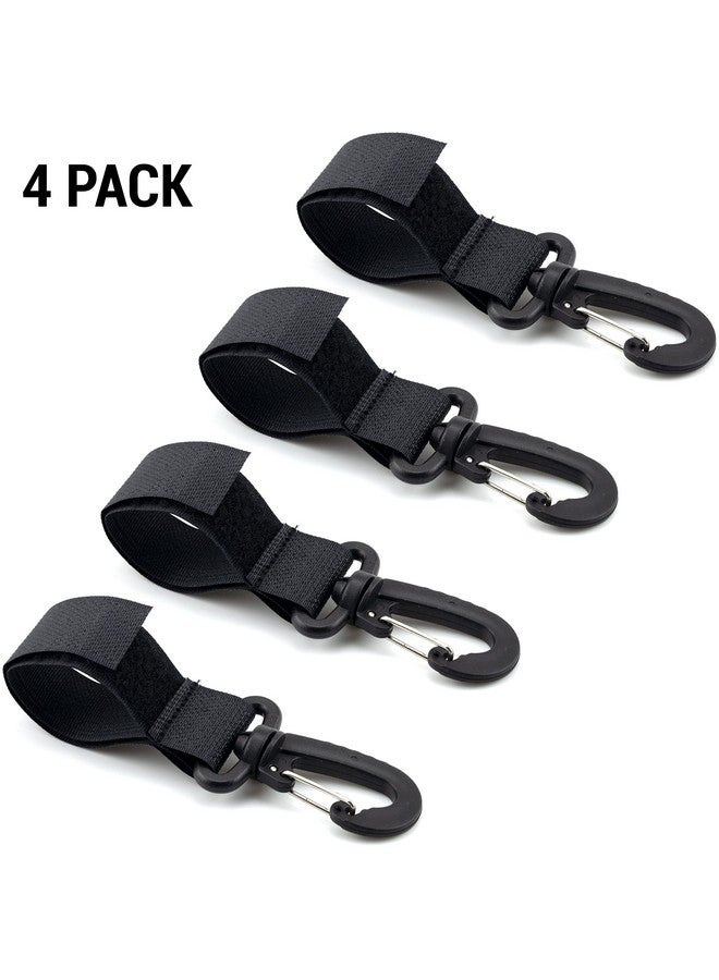 IFAMIO 4 Pack Stroller Hooks Baby Stroller Hanging Clips Hook for Mommy Stroller Multipurpose Hooks Stroller Clip Straps for Hanging Diaper Bags Grocery Shopping Bags (Black) - Image 1