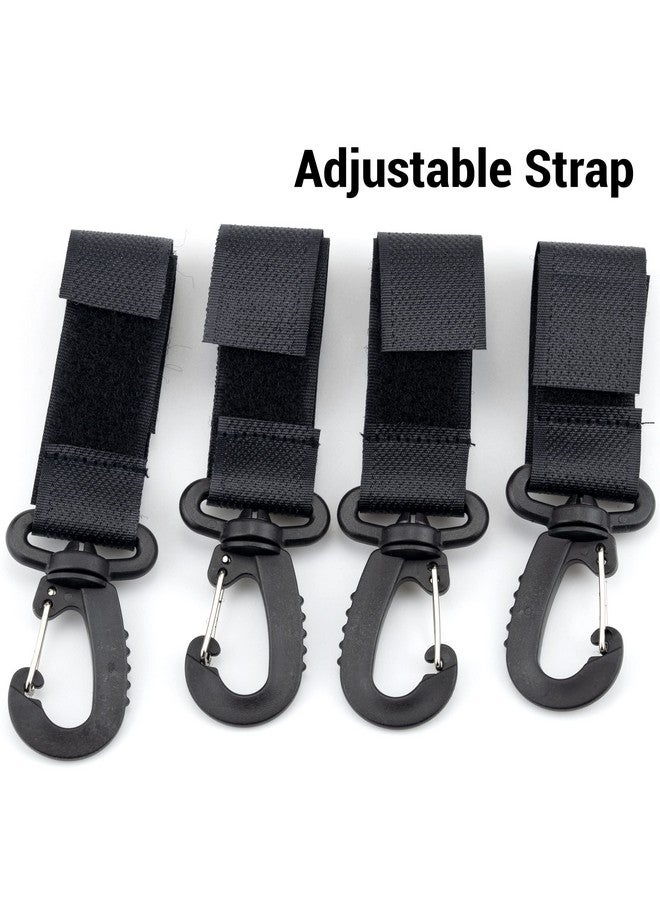 IFAMIO 4 Pack Stroller Hooks Baby Stroller Hanging Clips Hook for Mommy Stroller Multipurpose Hooks Stroller Clip Straps for Hanging Diaper Bags Grocery Shopping Bags (Black) - Image 3