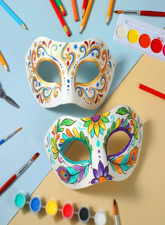 xozeooeu 36 Pcs Paper Mache Masks, Half Face Masquerade Mask DIY Art Craft Blank for Mardi Gras Halloween Cosplay Party, White - Image 4