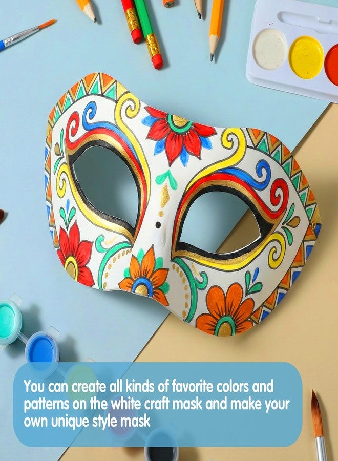 xozeooeu 36 Pcs Paper Mache Masks, Half Face Masquerade Mask DIY Art Craft Blank for Mardi Gras Halloween Cosplay Party, White - Image 3