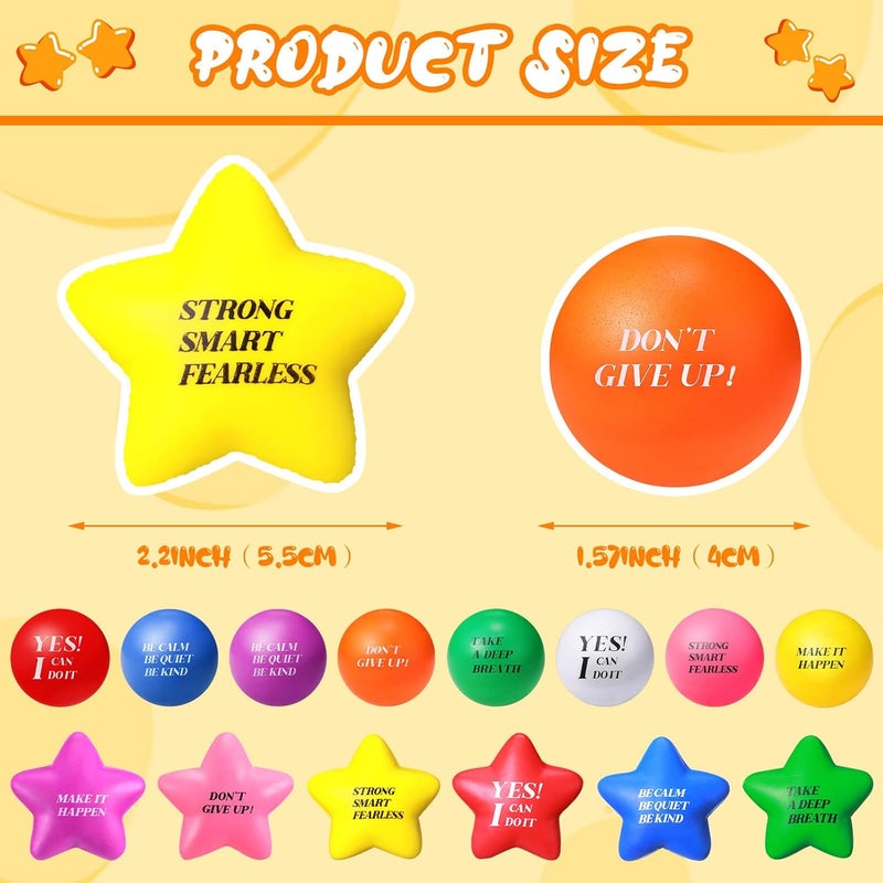 Jerify 140 Pcs Motivational Stress Balls Quotes Relief Star Shape Anger Management Colorful Hand Excerise Foam Balls for Anxiety Tension Fidge Stress Relief Party Supplies GiftsMulti Colors140 Pcs - Image 2