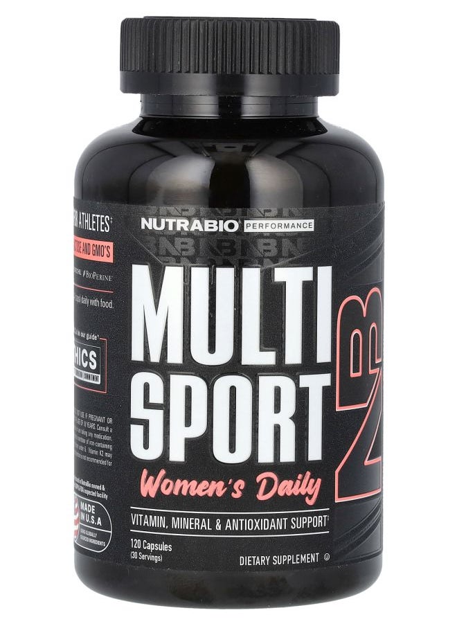 NutraBio MultiSport Women's Daily 120 Capsules 