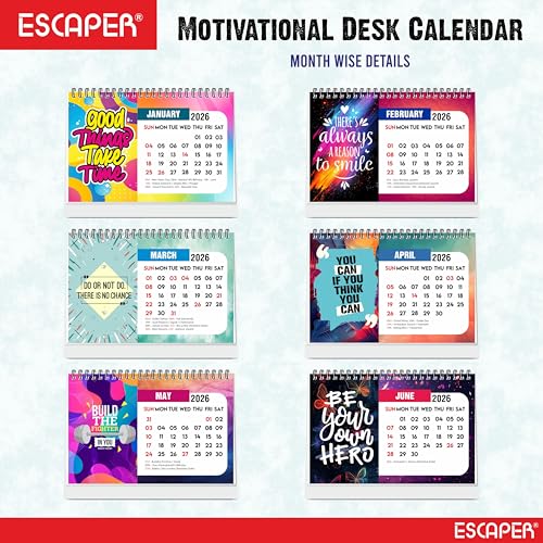 ESCAPER Positive Motivational Desk Calendar 2026 (22 x 15 cm), Table Calendar 2026, Desktop Calendar 2026, Inspirational Quotes Desk Calendar, Motivational Calendar for Desk, New Year Calendar - Image 2