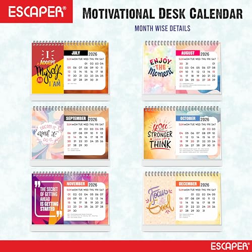 ESCAPER Positive Motivational Desk Calendar 2026 (22 x 15 cm), Table Calendar 2026, Desktop Calendar 2026, Inspirational Quotes Desk Calendar, Motivational Calendar for Desk, New Year Calendar - Image 3