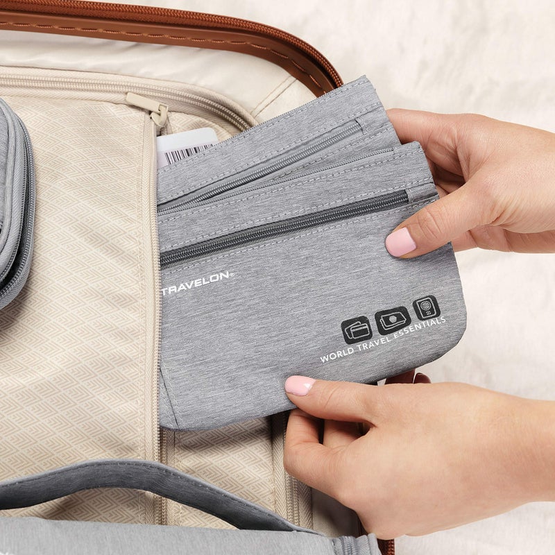 Travelon مجموعة Travelon الأساسية للسفر من 2 منظم للعملات وجوازات السفر، لون طاووس أزرق - Image 4
