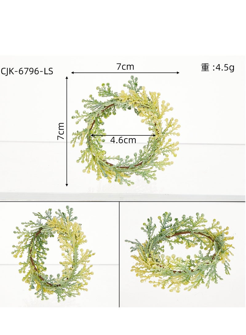 6 حلقات مناديل، حلقات مناديل فروع الصنوبر المقدس، حلقات مناديل خشبية لتزيين طاولة الزفاف وزينة حفلات عيد الميلاد - Image 2