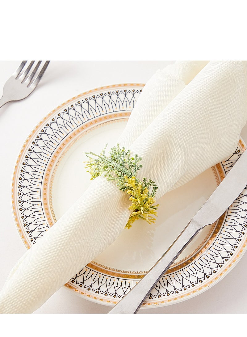 6 حلقات مناديل، حلقات مناديل فروع الصنوبر المقدس، حلقات مناديل خشبية لتزيين طاولة الزفاف وزينة حفلات عيد الميلاد - Image 5