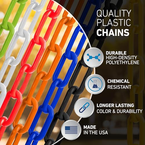 US Weight (Made in USA) 2" x 100' Yellow Plastic Safety Chain ft. SunShield UV Resistant Technology - Image 5