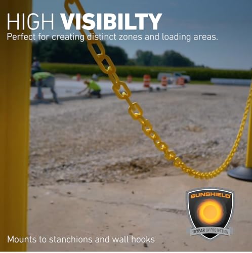 US Weight (Made in USA) 2" x 100' Yellow Plastic Safety Chain ft. SunShield UV Resistant Technology - Image 4