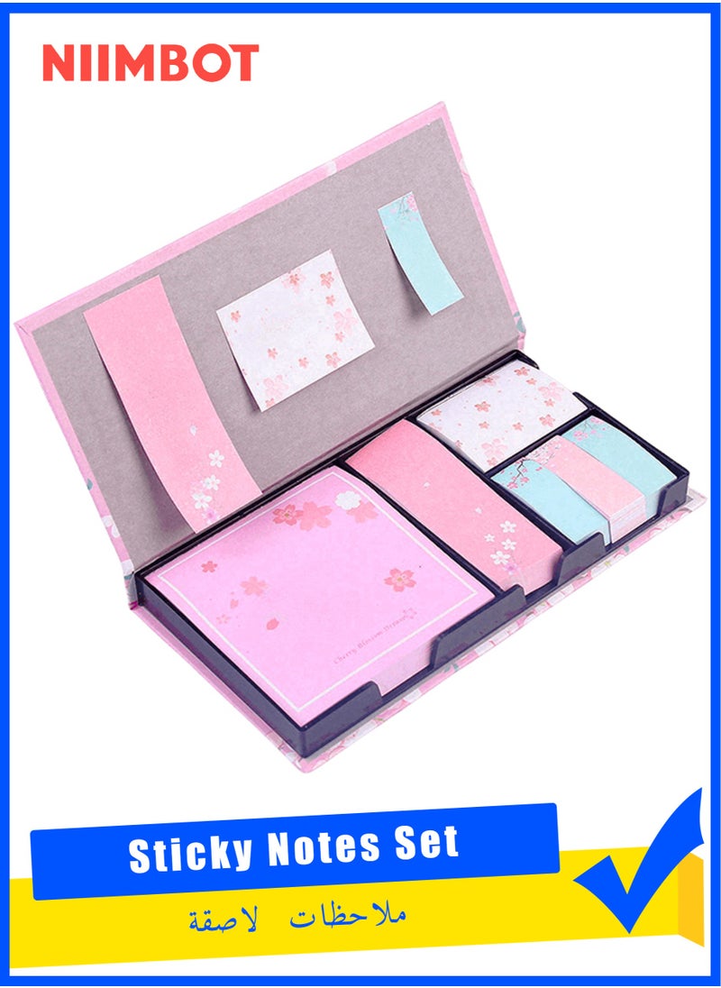 Cherry Blossom Sticky Notes Set with Organizer, Mini Self-Stick Index Tabs for Planner, Journal, Calendar (480 Sheets)