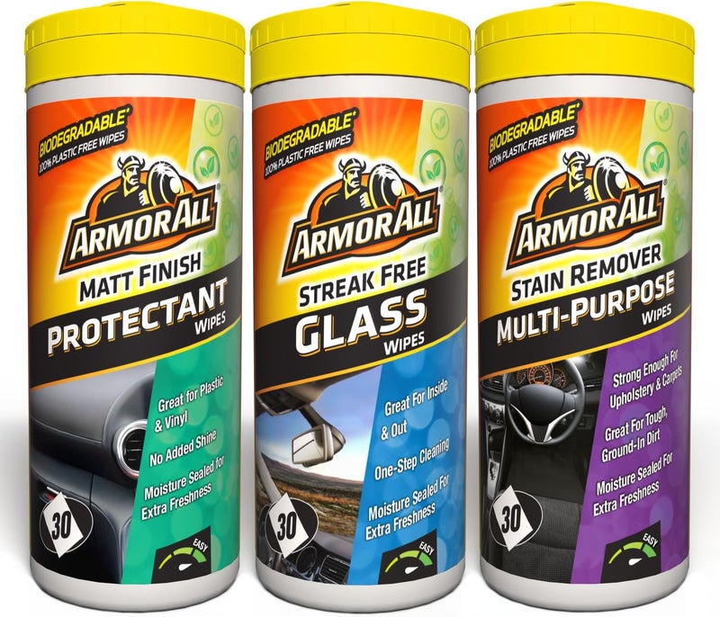 Armor All Car Interior Cleaning Wipes Triple Pack - 90 Biodegradable Wipes for Dashboard, Glass, and Multi-Purpose Cleaning - Image 2