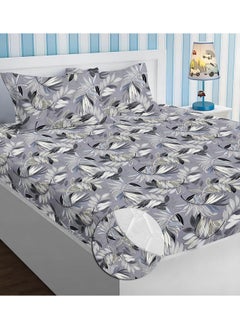 BSB HOME BSB HOME Premium Microfiber All Round Elastic Fitted Bedsheets for Double Bed with 2 King Size Pillow Covers 160 TC Supersoft |Wrinkel Free Bed Cover Size - 72x78+8 inches | Grey and Black  - Image 1