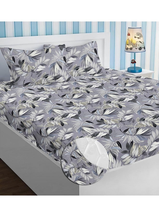 BSB HOME BSB HOME Premium Microfiber All Round Elastic Fitted Bedsheets for Double Bed with 2 King Size Pillow Covers 160 TC Supersoft |Wrinkel Free Bed Cover Size - 72x78+8 inches | Grey and Black  - Image 1