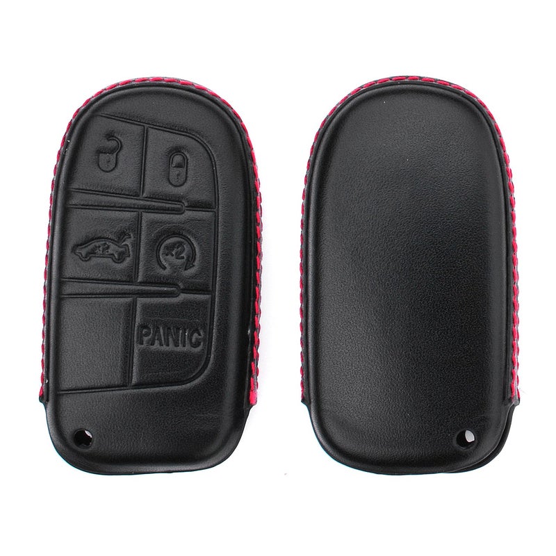 ROYALFOX Genuine Leather 3 4 5 Buttons smart Key Fob case Cover for Jeep Cherokee Compass Renegade Grand Cherokee, Fiat,Dodge Charger Challenger Dart Journey Durango Grand Caravan RAM (black) - Image 4