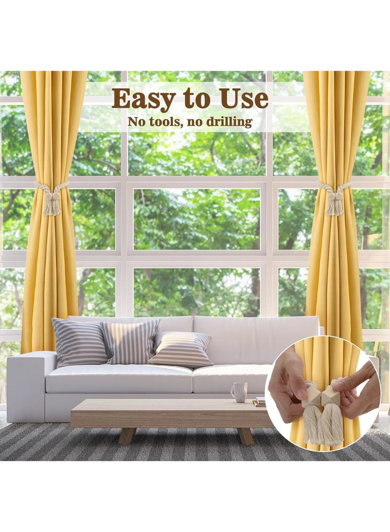 SYOSI Magnetic Curtain Tie Backs, Strong Magnetic Curtain Holdbacks for Drapes and Sheer Curtains, European Style Rope Design, 21.7 Inch Length, Easy to Use for Home Office or Hotel Decor, 4 Pack, Beige - Image 2