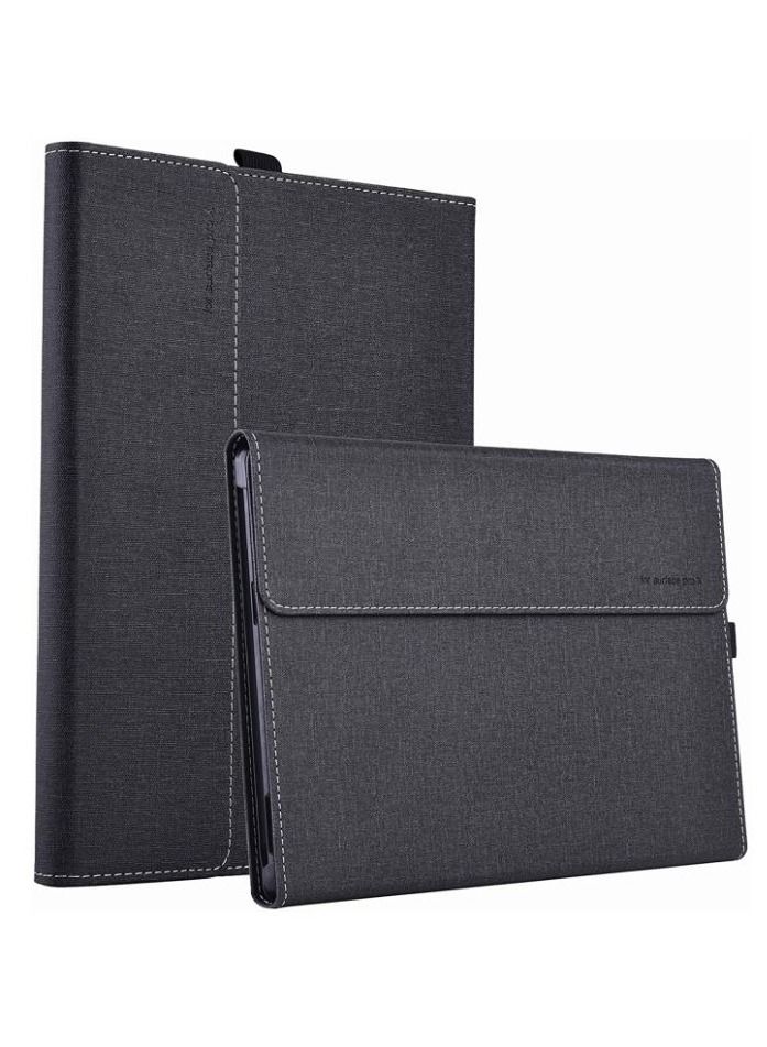 NIBEMINENT Fits Keyboard and Kickstand, Premium PU Leather Cover with Multiple Angle Viewing for New Surface Pro X 2019 Released / 2020 Black  - Image 1