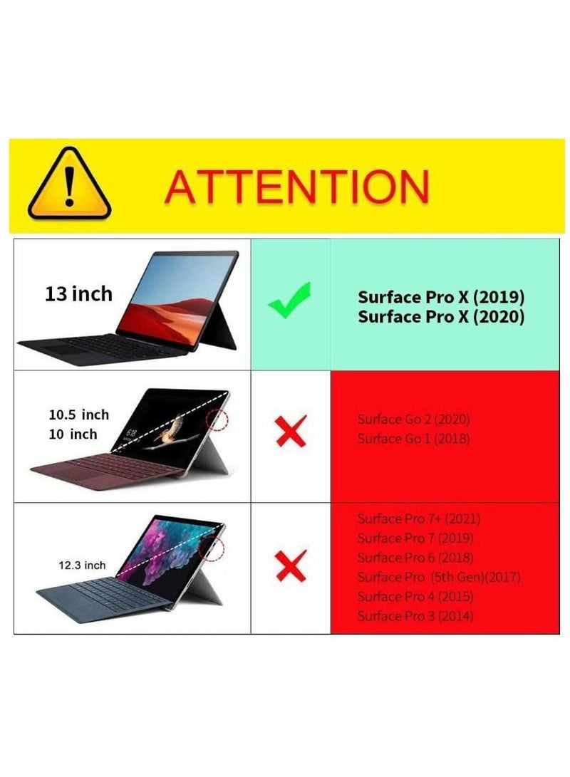 NIBEMINENT Fits Keyboard and Kickstand, Premium PU Leather Cover with Multiple Angle Viewing for New Surface Pro X 2019 Released / 2020 Black  - Image 2
