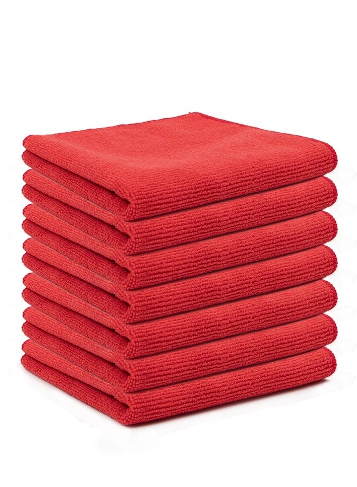 6 Pack Microfiber Cleaning Cloths Car Towel  Reusable Cleaning Rags Cleaning Towels Dusting Cloth for Kitchen, Car, Window(Red 40*40cm) - Image 1
