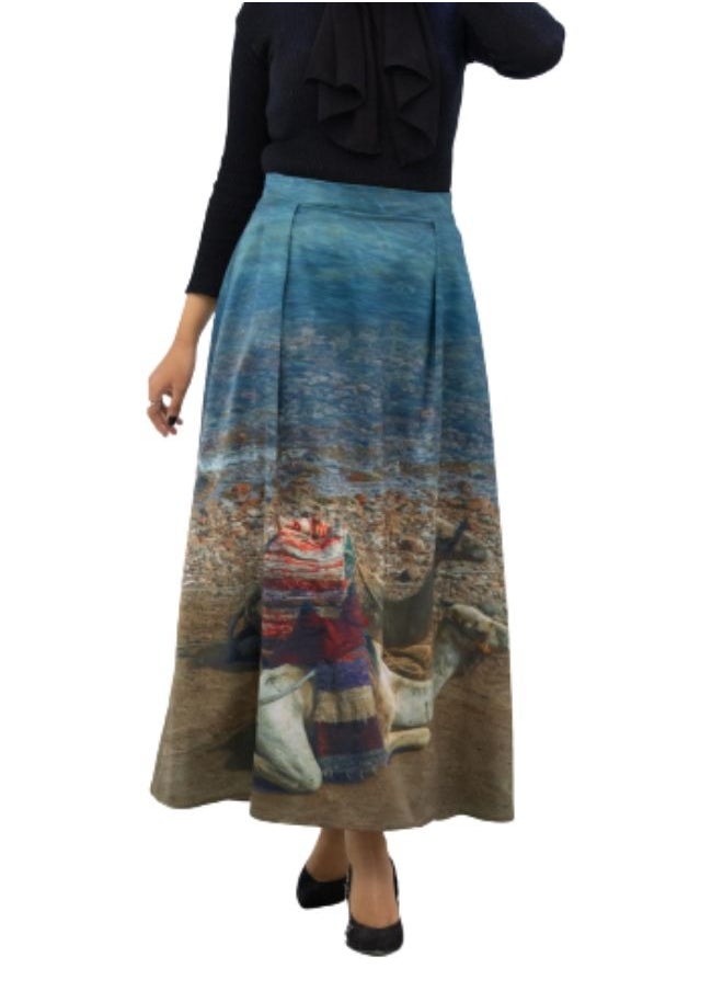 يونيك جرافي Camels High waist A-Line Printed Skirt from UniqueGraphy  - Image 2