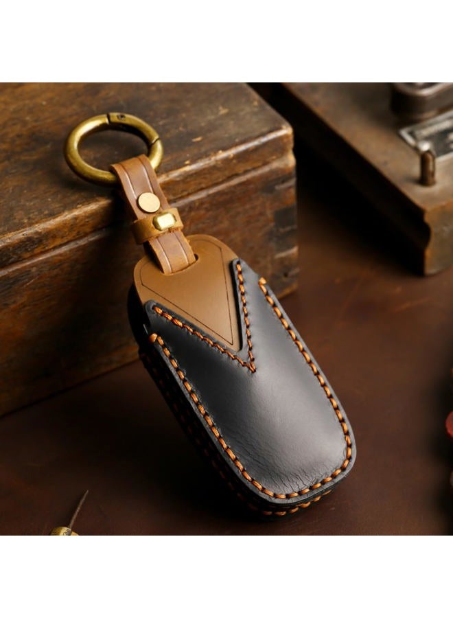 Aoocar Leather Key Fob Cover, Compatible with 2021/2022/2023/2024/2025 GMC Yukon Denali Sierra, For Chevy Silverado Suburban Tahoe Buick etc, Retro Style Design Key Holder Protector(6 Button, Black) - Image 4