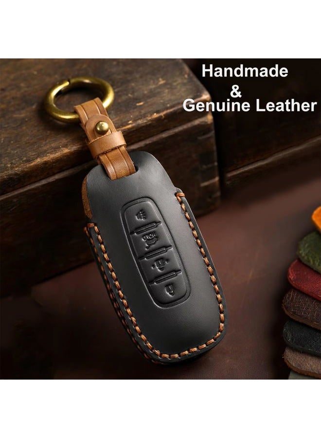 Aoocar Leather Key Fob Cover, Compatible with 2021/2022/2023/2024/2025 GMC Yukon Denali Sierra, For Chevy Silverado Suburban Tahoe Buick etc, Retro Style Design Key Holder Protector(6 Button, Black) - Image 3
